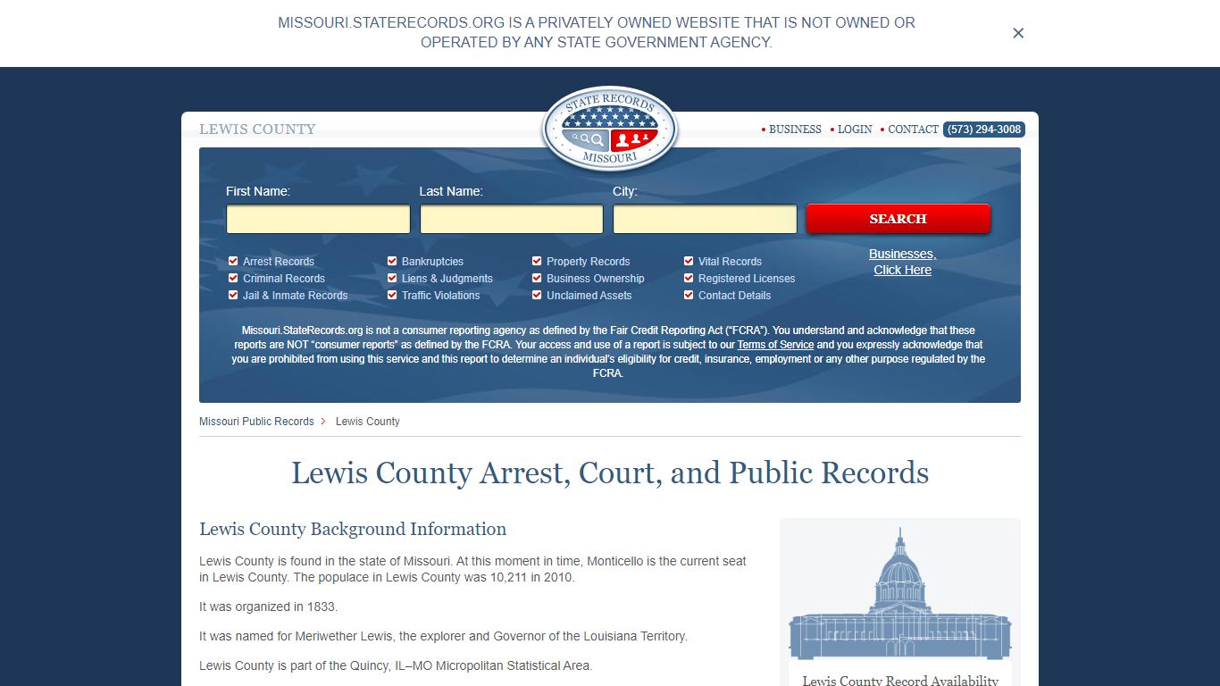 Lewis County Arrest, Court, and Public Records